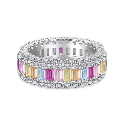 [ECHO ]Dainty Colorful Radiant Cut Daily Ring