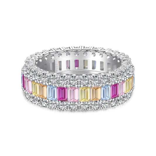 [ECHO ]Dainty Colorful Radiant Cut Daily Ring