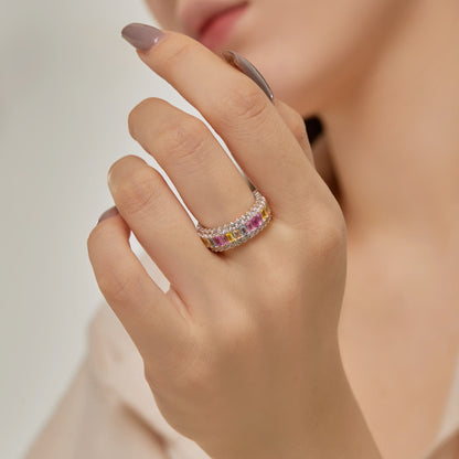 [ECHO ]Dainty Colorful Radiant Cut Daily Ring