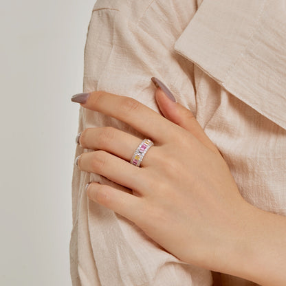 [ECHO ]Dainty Colorful Radiant Cut Daily Ring