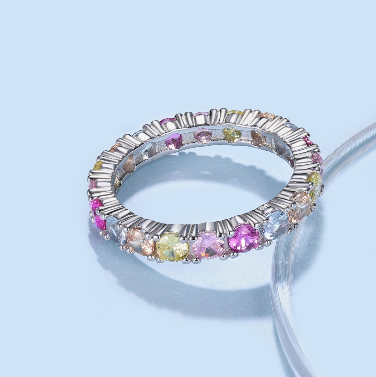 [ECHO ]Dazzling Lustrous Round Cut Tennis Ring