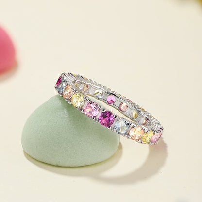 [ECHO ]Dazzling Lustrous Round Cut Tennis Ring