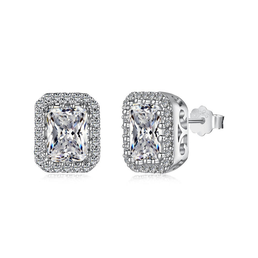 [ECHO ]1.0 Carat Luxurious Dainty Emerald Cut Daily Earrings