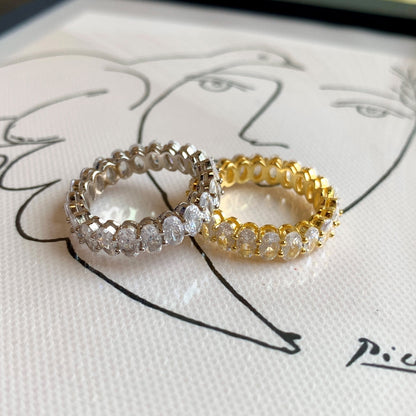 [ECHO ]Ornate Oval Cut Tennis Ring