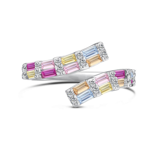 [ECHO ]Charming Colorful Radiant Cut Adjustable Daily Ring