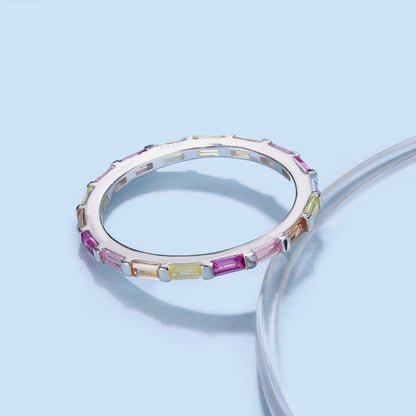 [ECHO ]Exquisite Multicolored Emerald Cut Daily Ring