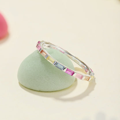 [ECHO ]Exquisite Multicolored Emerald Cut Daily Ring