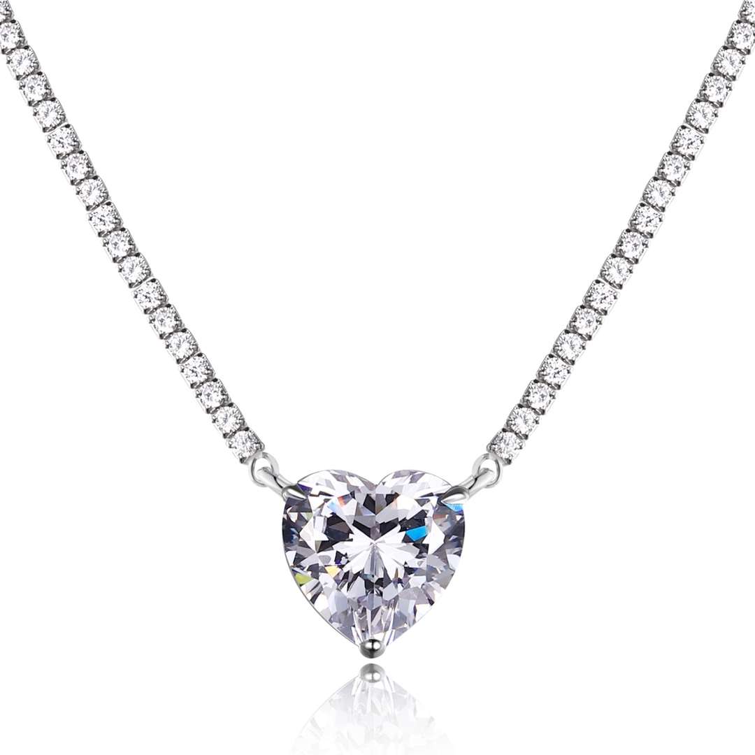 [ECHO ]8.0 Carat Versatile Colorful Sweet Heart-Shaped Tennis Necklace