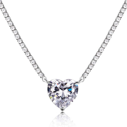 [ECHO ]8.0 Carat Versatile Colorful Sweet Heart-Shaped Tennis Necklace