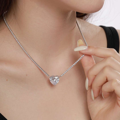 [ECHO ]8.0 Carat Versatile Colorful Sweet Heart-Shaped Tennis Necklace