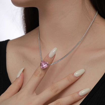 [ECHO ]8.0 Carat Versatile Colorful Sweet Heart-Shaped Tennis Necklace