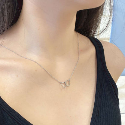 [ECHO ]Sterling Silver Love Double Ring Necklace