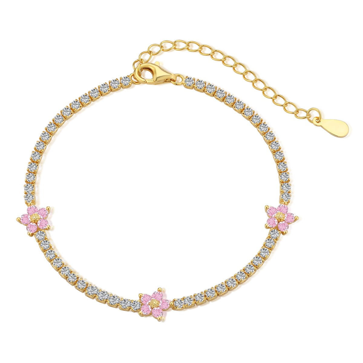 [ECHO ]Sparkling Flower Shape Tennis Bracelet