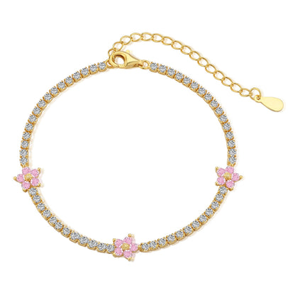[ECHO ]Sparkling Flower Shape Tennis Bracelet