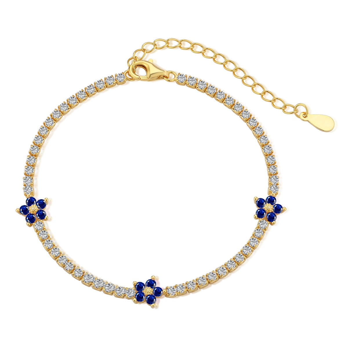 [ECHO ]Sparkling Flower Shape Tennis Bracelet