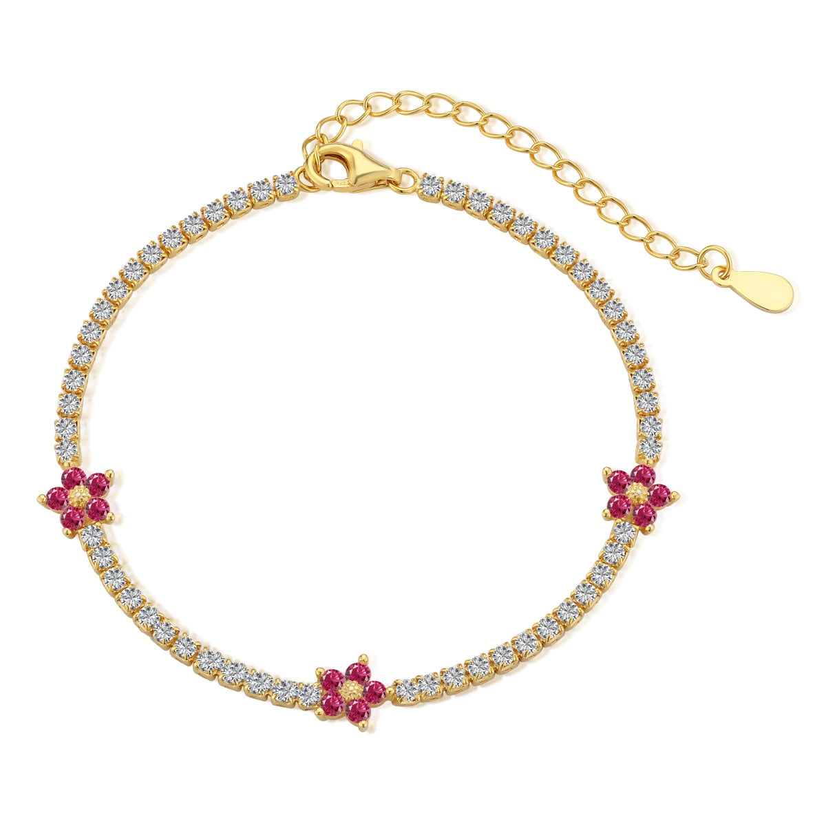 [ECHO ]Sparkling Flower Shape Tennis Bracelet