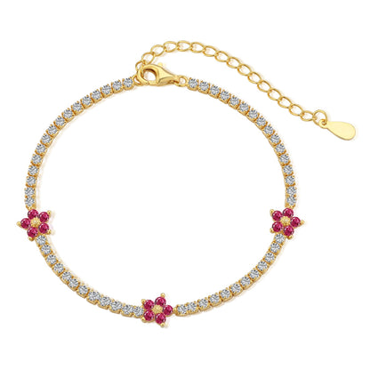 [ECHO ]Sparkling Flower Shape Tennis Bracelet