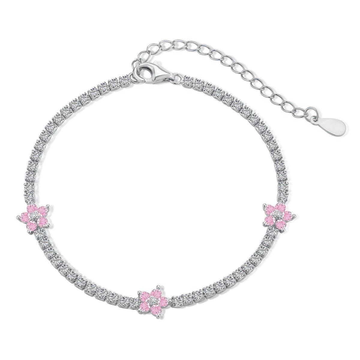 [ECHO ]Sparkling Flower Shape Tennis Bracelet