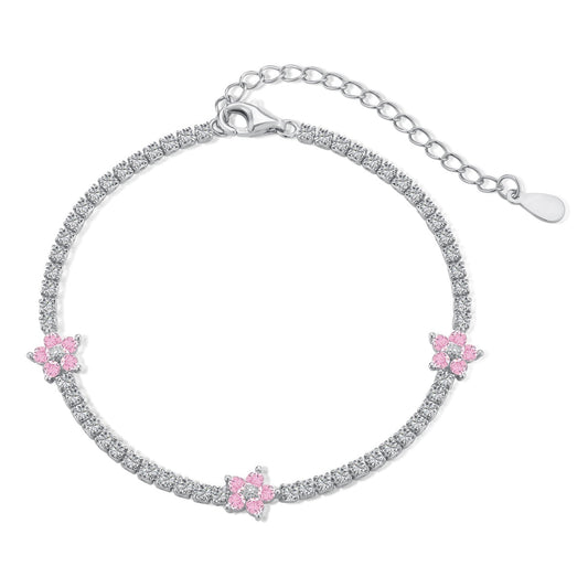 [ECHO ]Sparkling Flower Shape Tennis Bracelet
