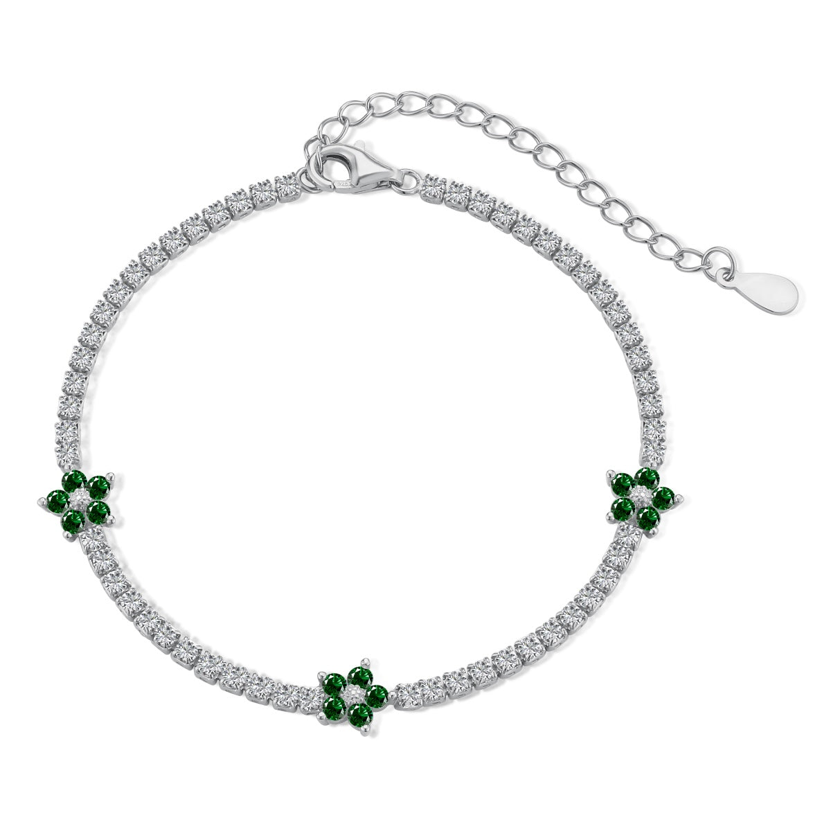 [ECHO ]Sparkling Flower Shape Tennis Bracelet