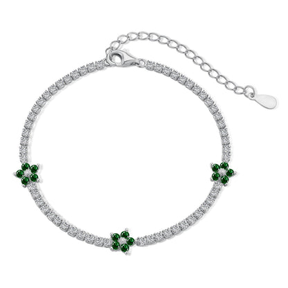 [ECHO ]Sparkling Flower Shape Tennis Bracelet