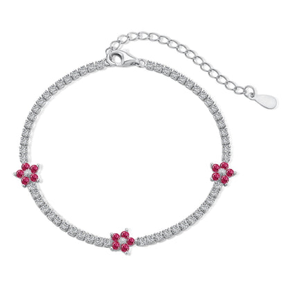 [ECHO ]Sparkling Flower Shape Tennis Bracelet