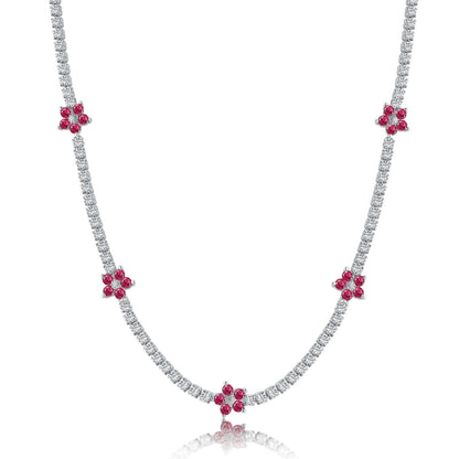 [ECHO ]Luxurious Colorful Flower Tennis Necklace