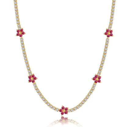 [ECHO ]Luxurious Colorful Flower Tennis Necklace