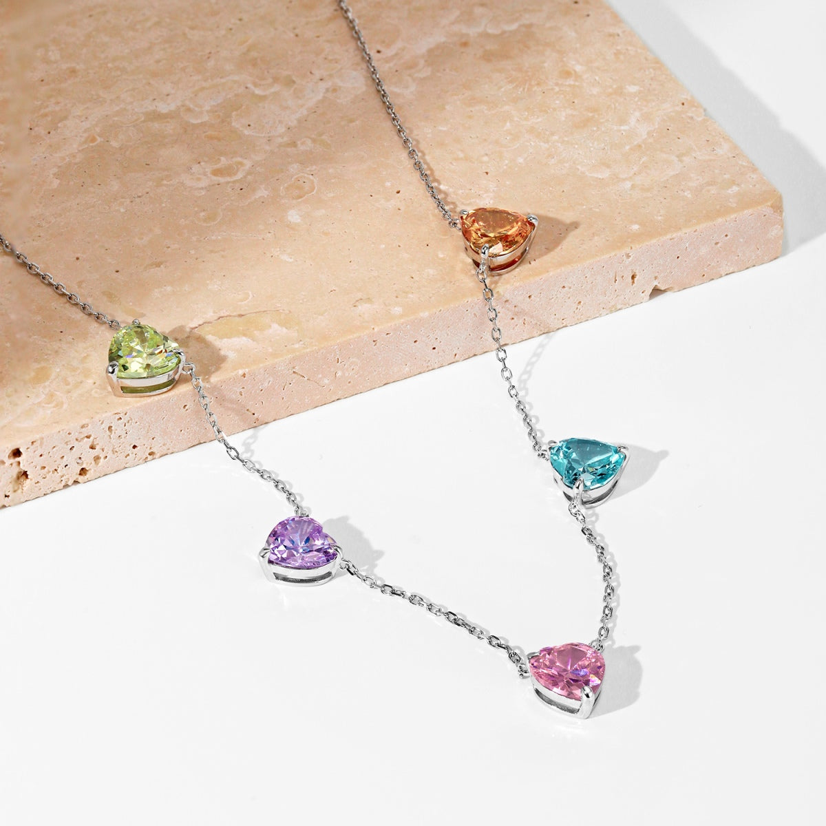 [ECHO ]Sparkling Colorful Heart Cut Necklace