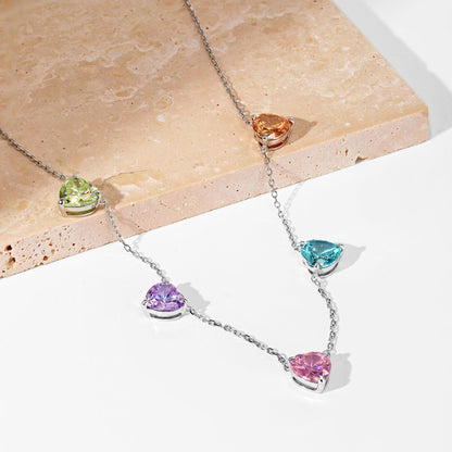 [ECHO ]Sparkling Colorful Heart Cut Necklace