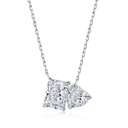 [ECHO ]Dazzling Square & Heart Shape Necklace