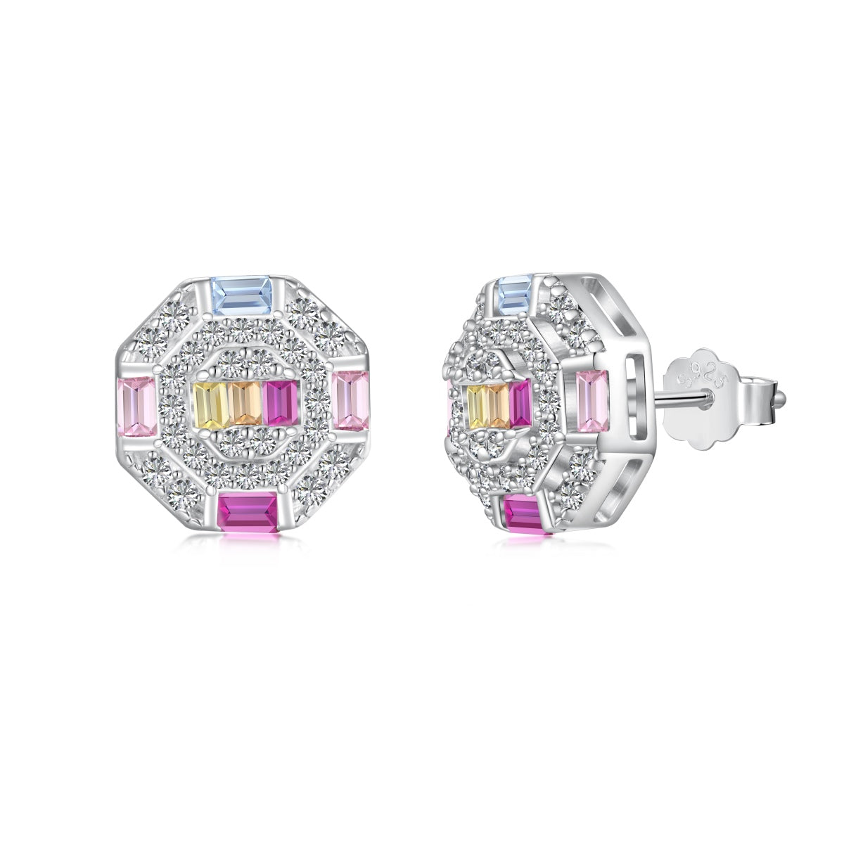 [ECHO ]Ornate Colorful Octagon Shape Daily Earrings