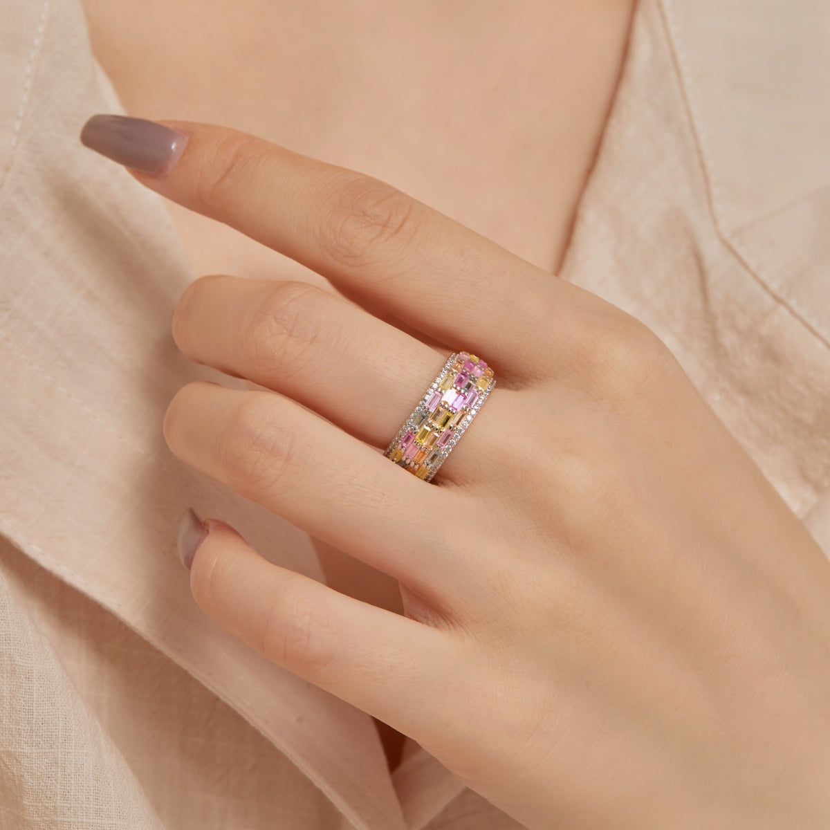 [ECHO ]Radiant Colorful Radiant Cut Daily Ring