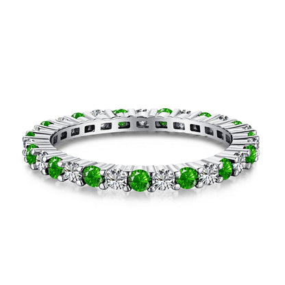 [ECHO ]Exquisite Colorful Round Cut Tennis Ring