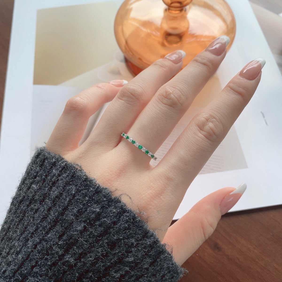 [ECHO ]Exquisite Colorful Round Cut Tennis Ring