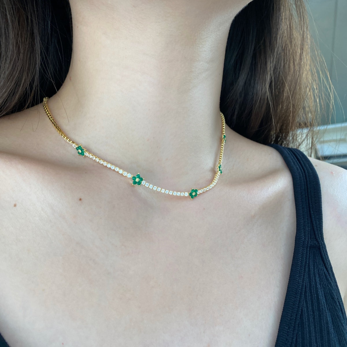 [ECHO ]Luxurious Colorful Flower Tennis Necklace