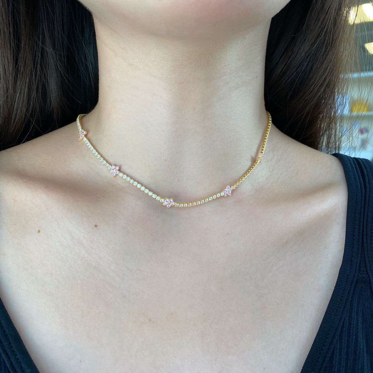 [ECHO ]Luxurious Colorful Flower Tennis Necklace