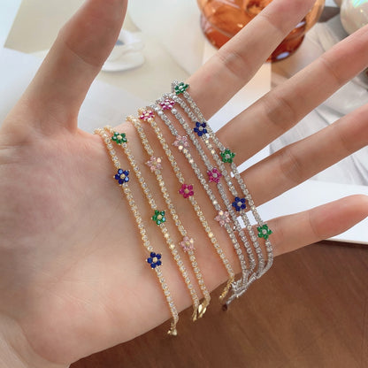[ECHO ]Sparkling Flower Shape Tennis Bracelet