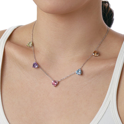 [ECHO ]Sparkling Colorful Heart Cut Necklace