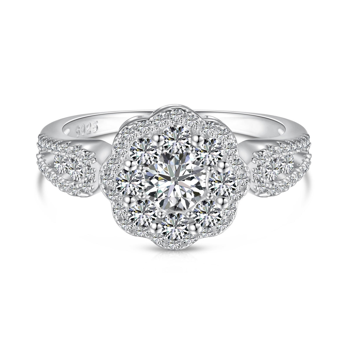 [ECHO ]Delicate Colorful Round Cut Flower Shape Wedding Ring