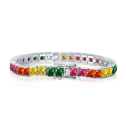 [ECHO ]Radiant Colorful Princess Cut Tennis Bracelet