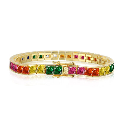 [ECHO ]Radiant Colorful Princess Cut Tennis Bracelet