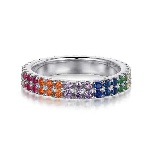 [ECHO ]Unique Colorful Round Cut Tennis Ring