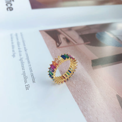 [ECHO ]Unique Colorful Radiant Cut RIng