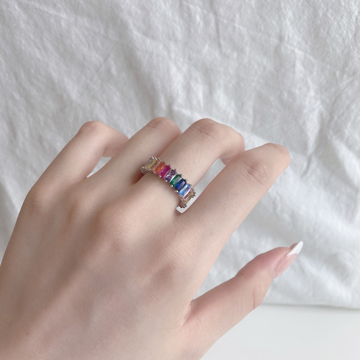 [ECHO ]Unique Colorful Radiant Cut RIng
