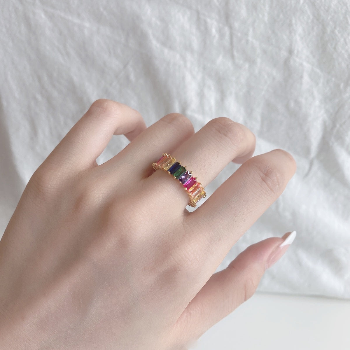 [ECHO ]Unique Colorful Radiant Cut RIng