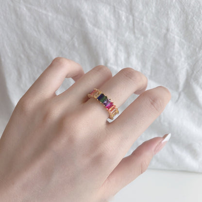 [ECHO ]Unique Colorful Radiant Cut RIng
