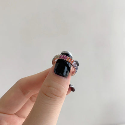[ECHO ]Unique Colorful Round Cut Tennis Ring