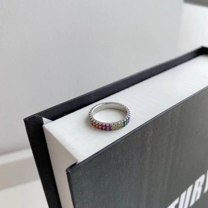 [ECHO ]Unique Colorful Round Cut Tennis Ring
