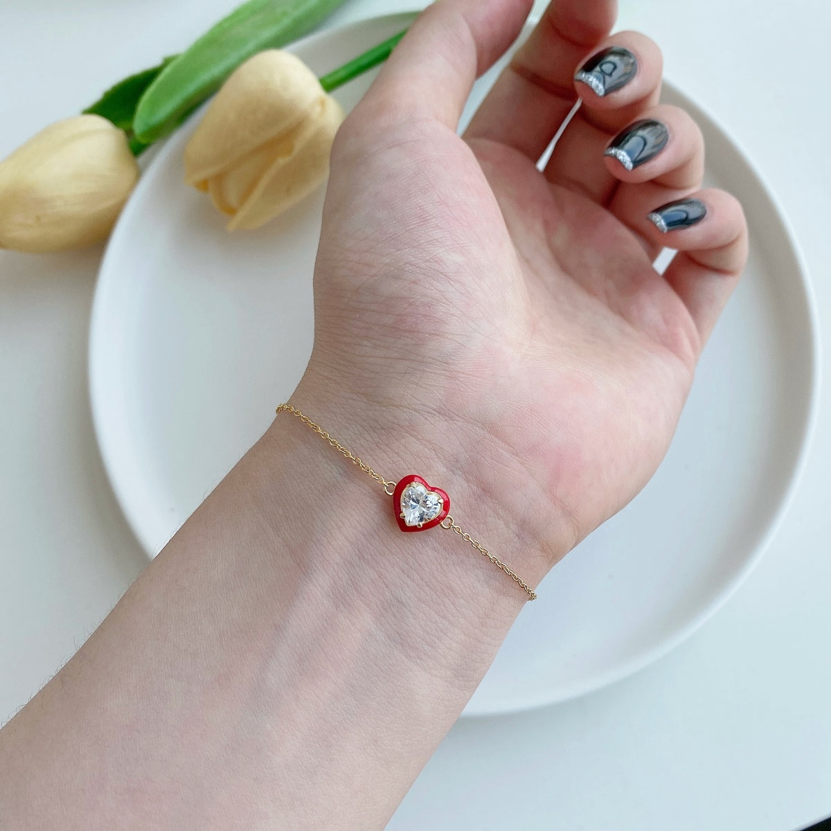 [ECHO ]Sparkling Romantic Heart Shape Lover Bracelet
